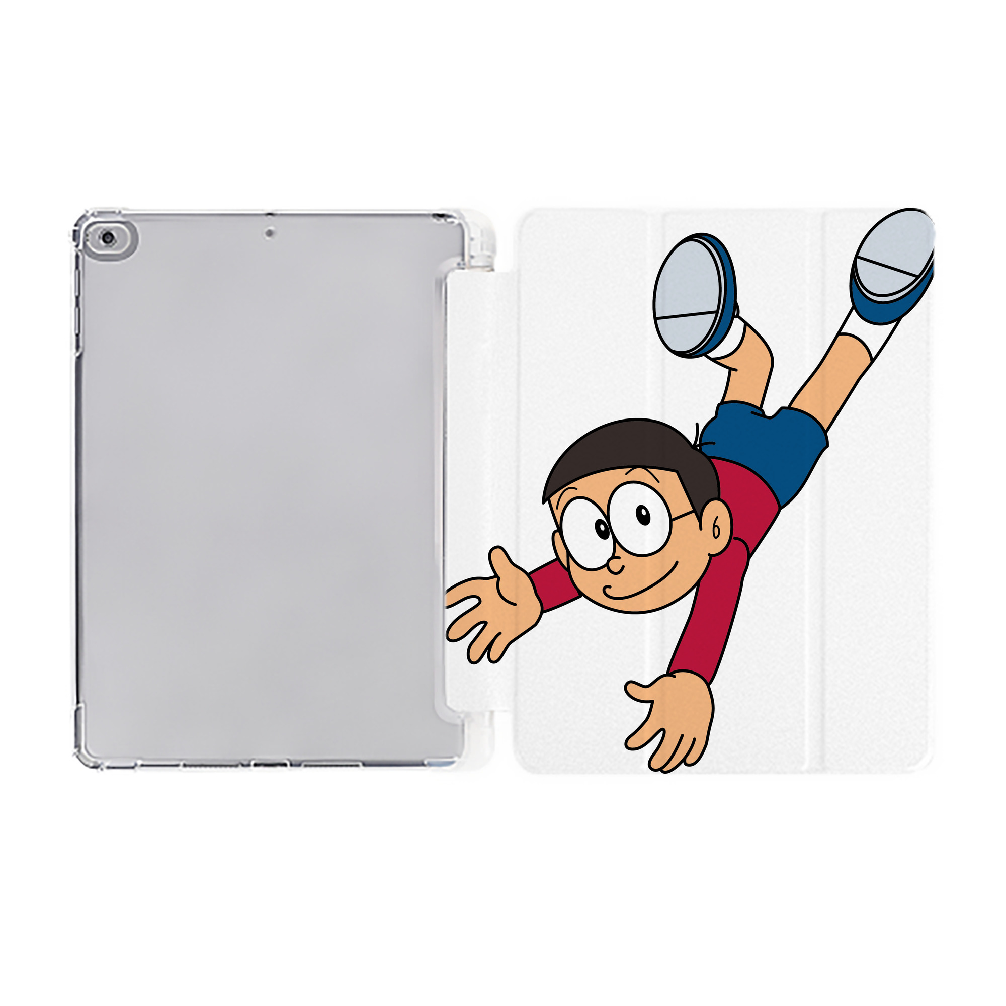 （画像用） ドラえもん 野比 のび太 Doraemon Nobita Nobi IPad ケース ペン収納付き 三つ折りスタンド PUレザー×シリコン 対応機種9.5/10.5/10.9インチ